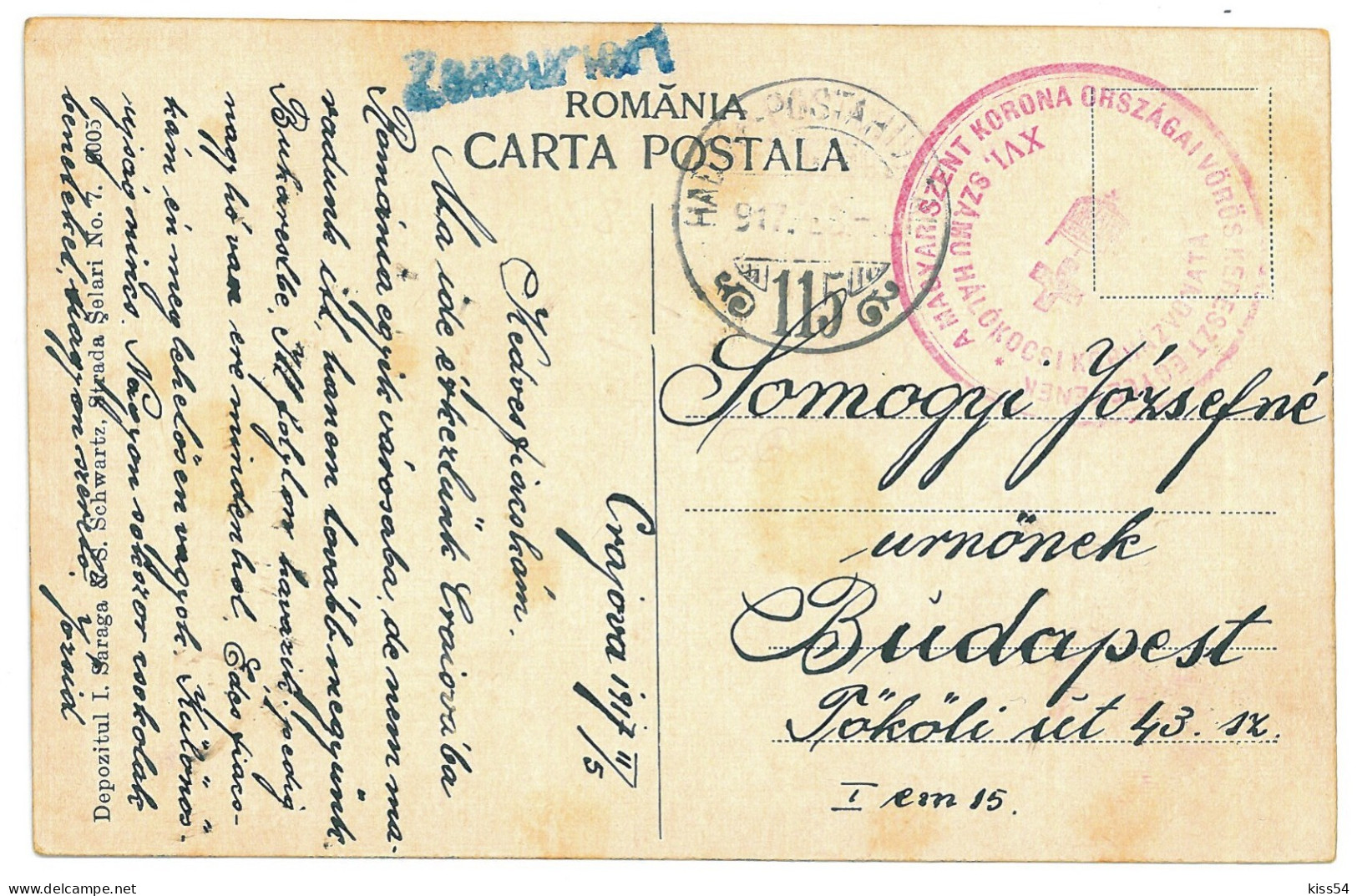 RO 999 - 20693 CRAIOVA, Street Stores, Romania - Old Postcard, CENSOR - Used - 1917 - Roemenië
