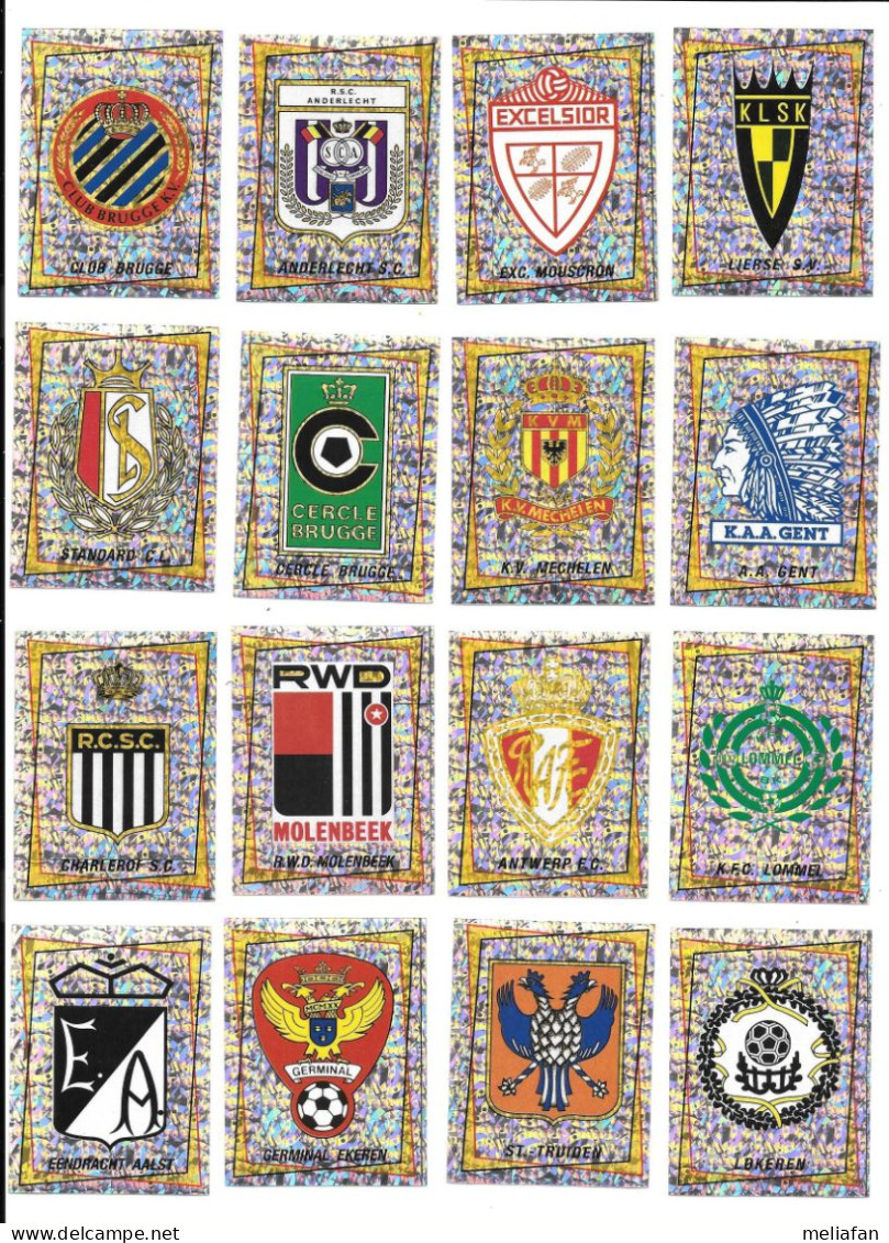 EK63 - PANINI FOOTBALL 97 - BADGES DES 18 EQUIPES DE 1ère DIVISION BELGE - CLUB BRUGGE - ANDERLECHT ... - Tarjetas