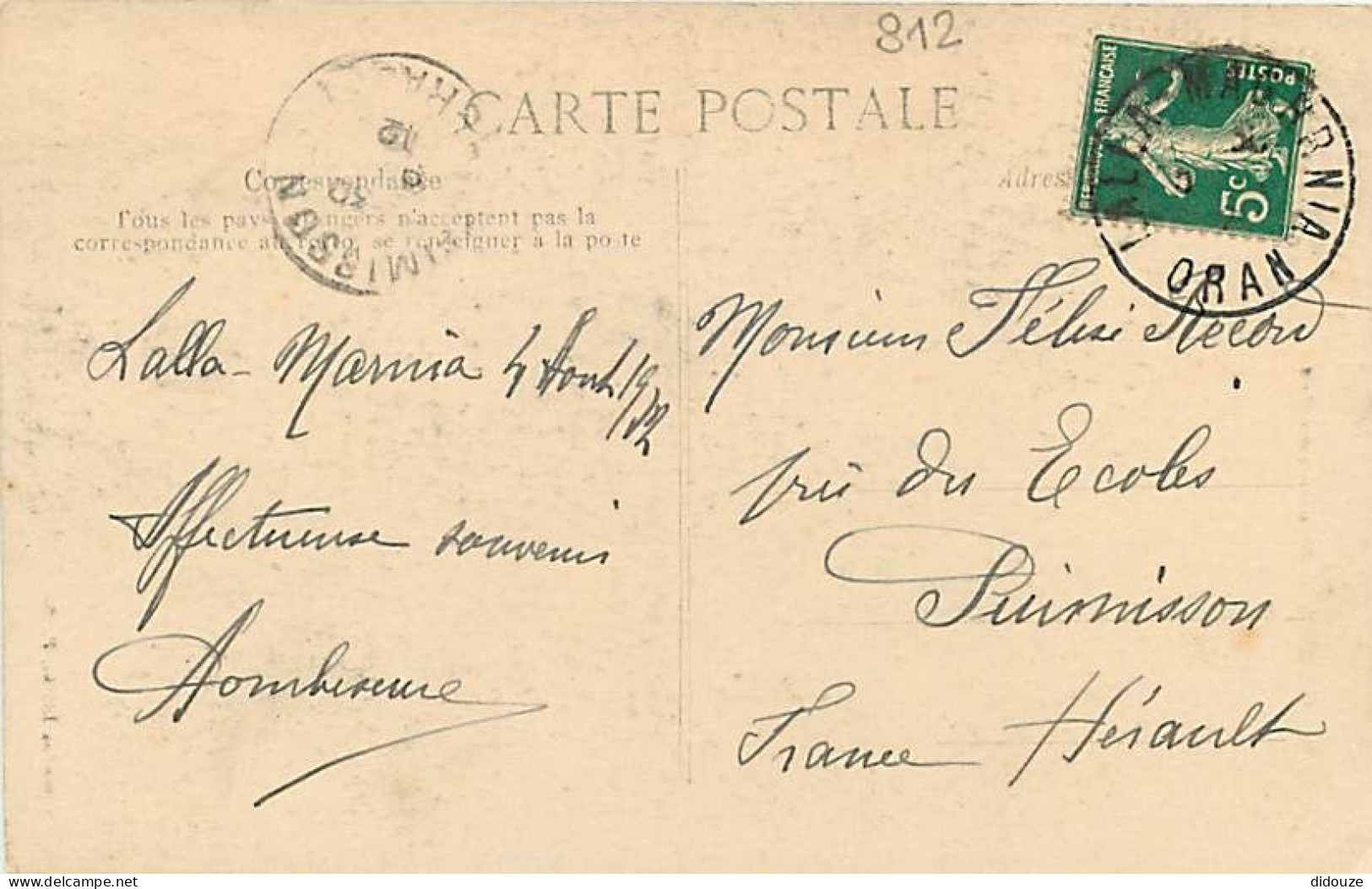 Algérie - Bédouines Du Sud - Animée - Oblitération Ronde De 1912 - CPA - Voir Scans Recto-Verso - Plaatsen