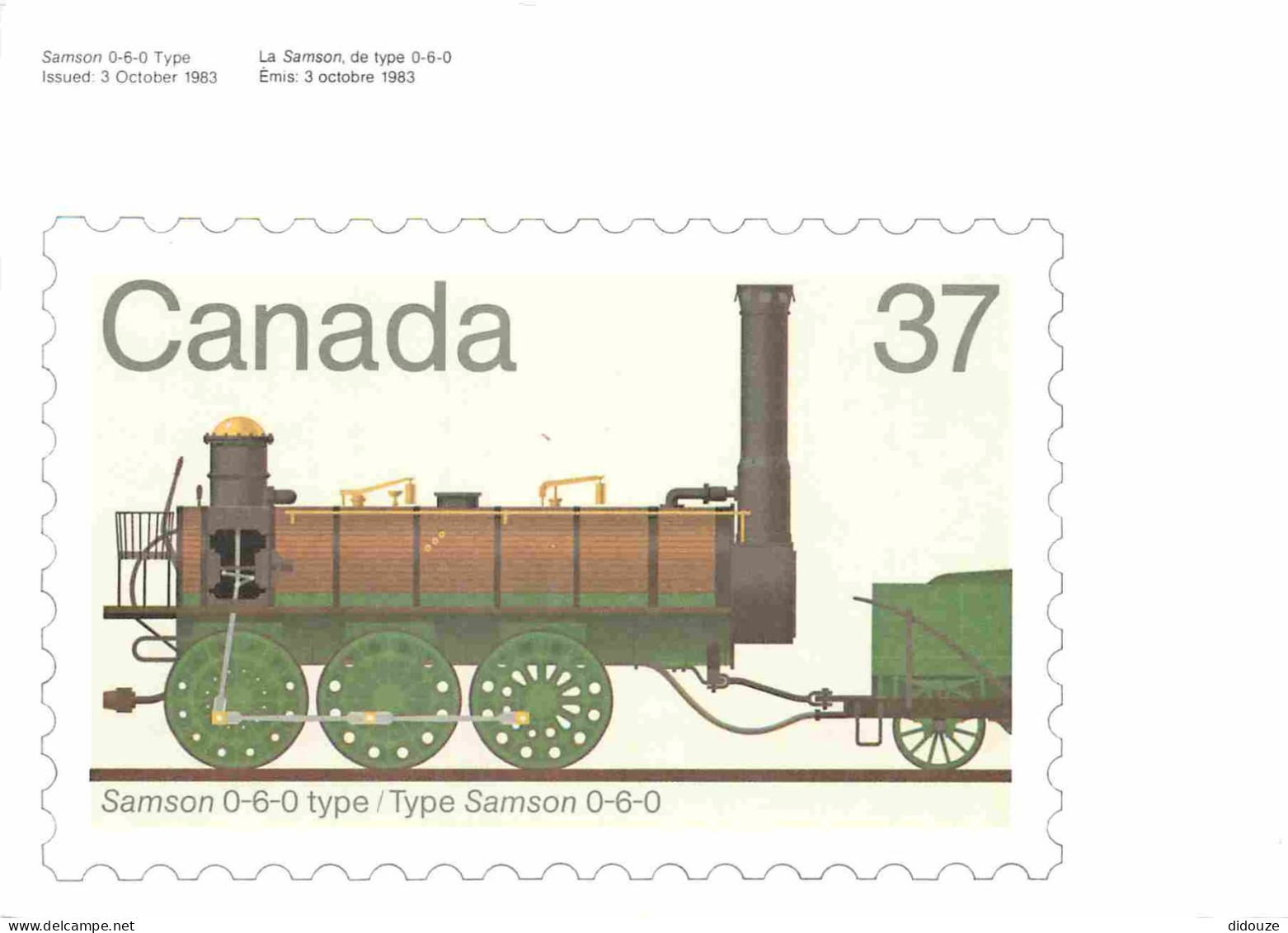 Trains - Matériel - Représentation De Timbre - Canada - Samson 0-6-0 Type - CPM - Carte Neuve - Voir Scans Recto-Verso - Materiaal