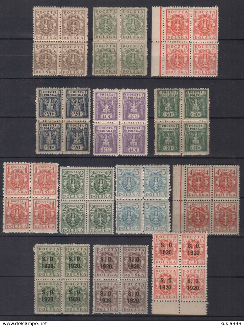 POLAND STAMPS,  1919-1922, PL-BL, MNH - Nuovi