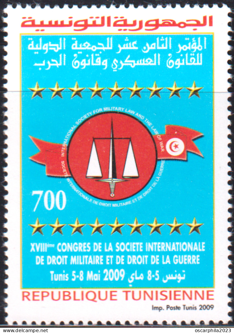 2009-Tunisie- Y&T1637 - Le 18é Congrès De La Société Internationale  Droit Militaire Et Droit De La Guerre - 1V MNH***** - Militaria