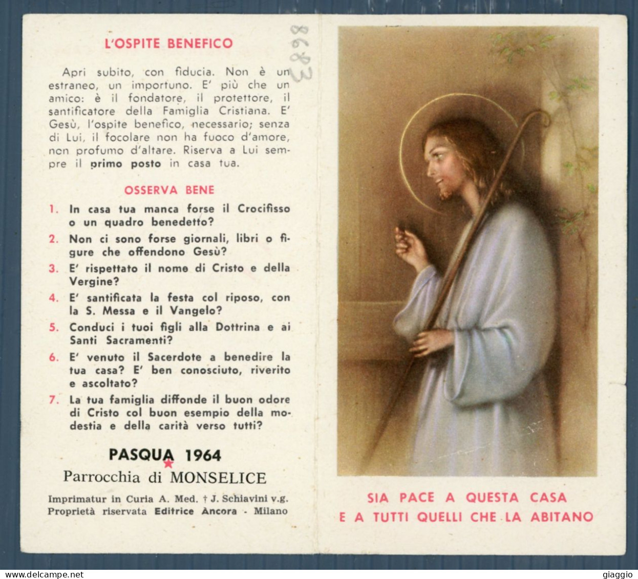 °°° Santino N. 8683 - Pasqua 1964 - Monselice °°° - Religione & Esoterismo