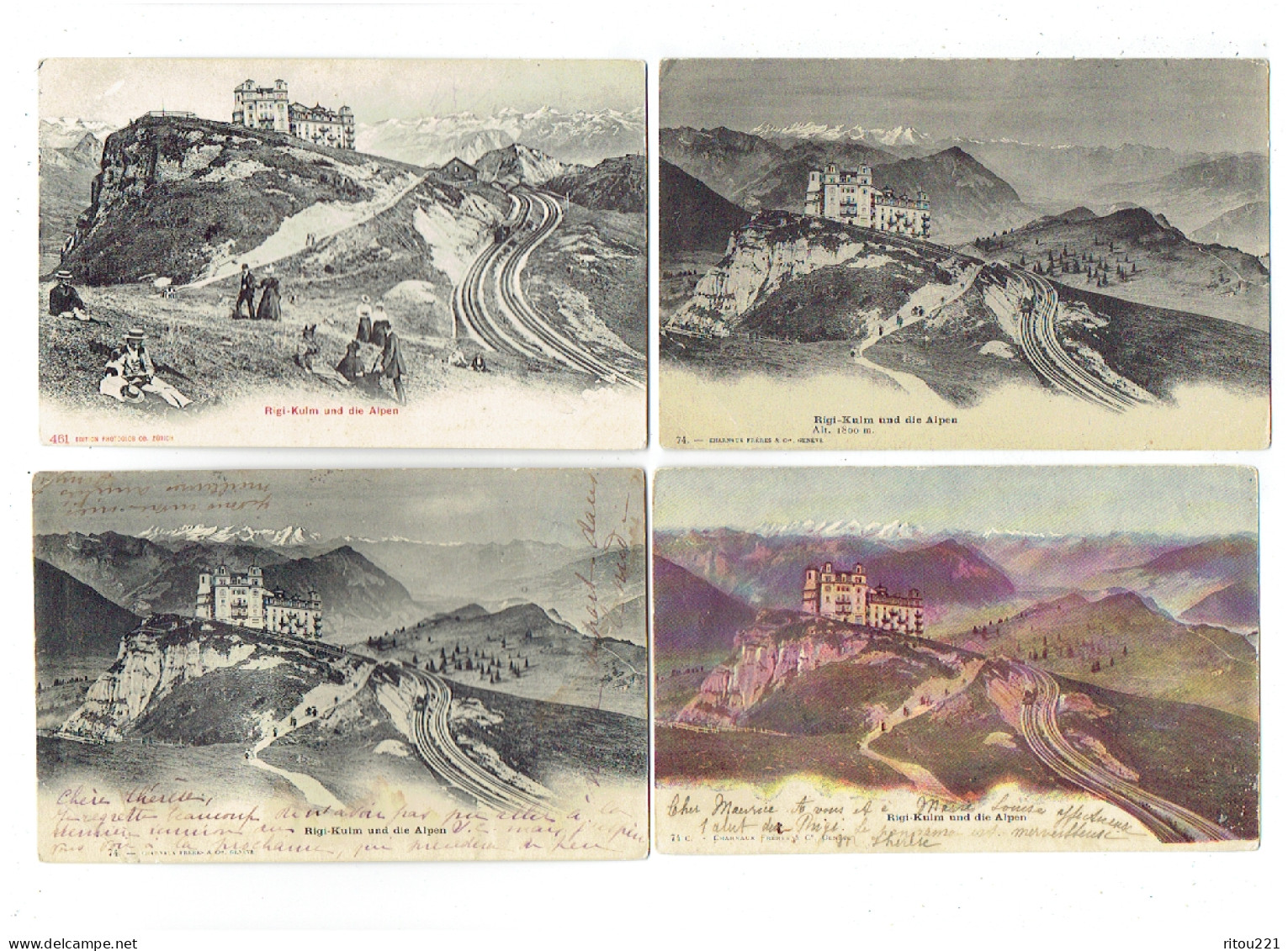 Lot 4 Cpa - Suisse - RIGI-KULM - DIE ALPEN - Animation Chemin De Fer  Train - Autres & Non Classés