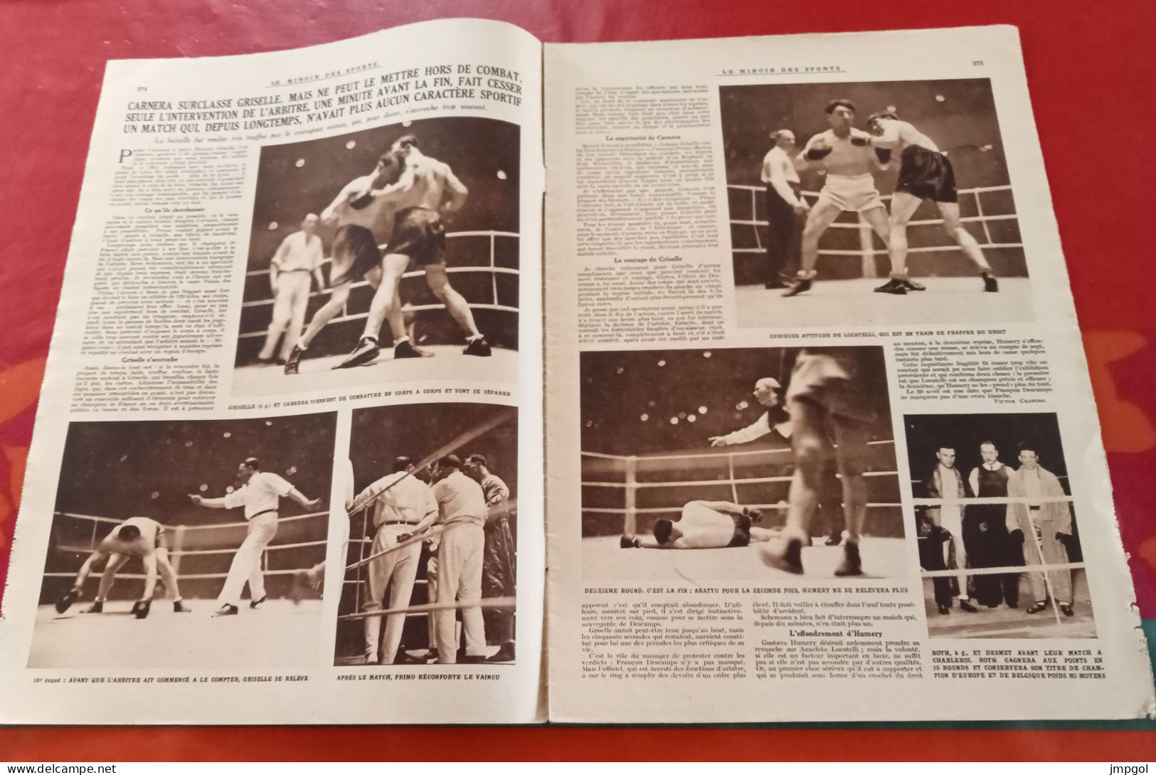 Miroir Des Sports N°649 Mai 1932 Boxe Carnera Griselle Thil Football Belgique France Heysel Natation Jacques Cartonnet - Sport