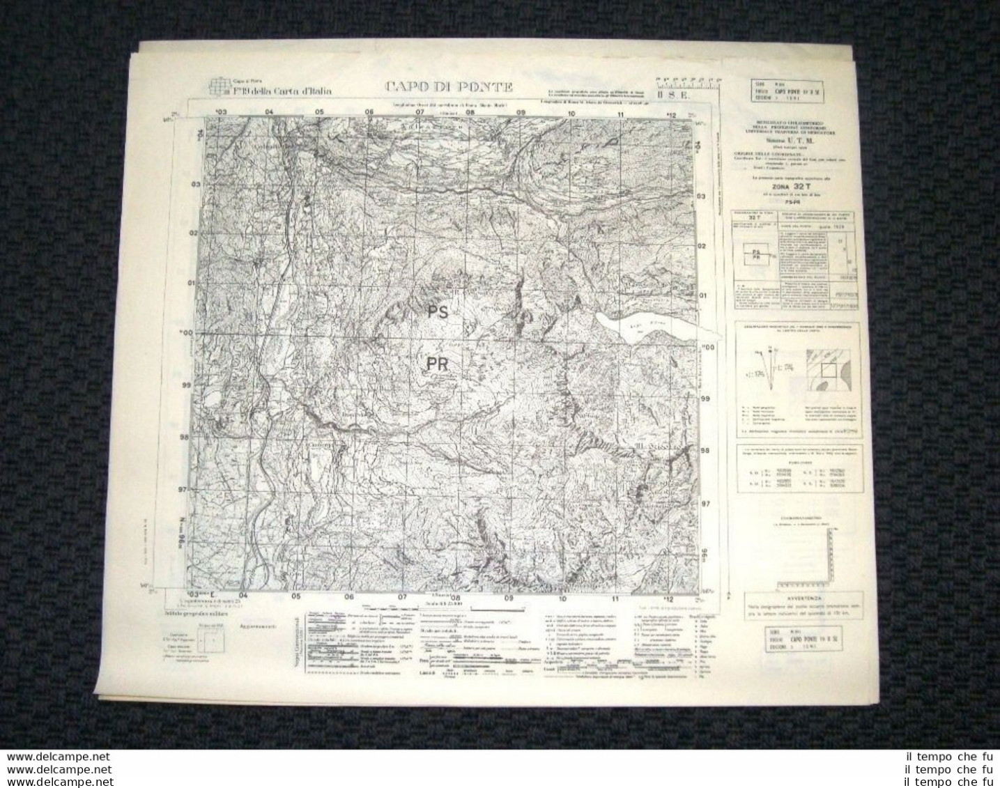 Grande Carta Topografica Capo Di Ponte E Dintorni Dettagliatissima I.G.M. - Landkarten