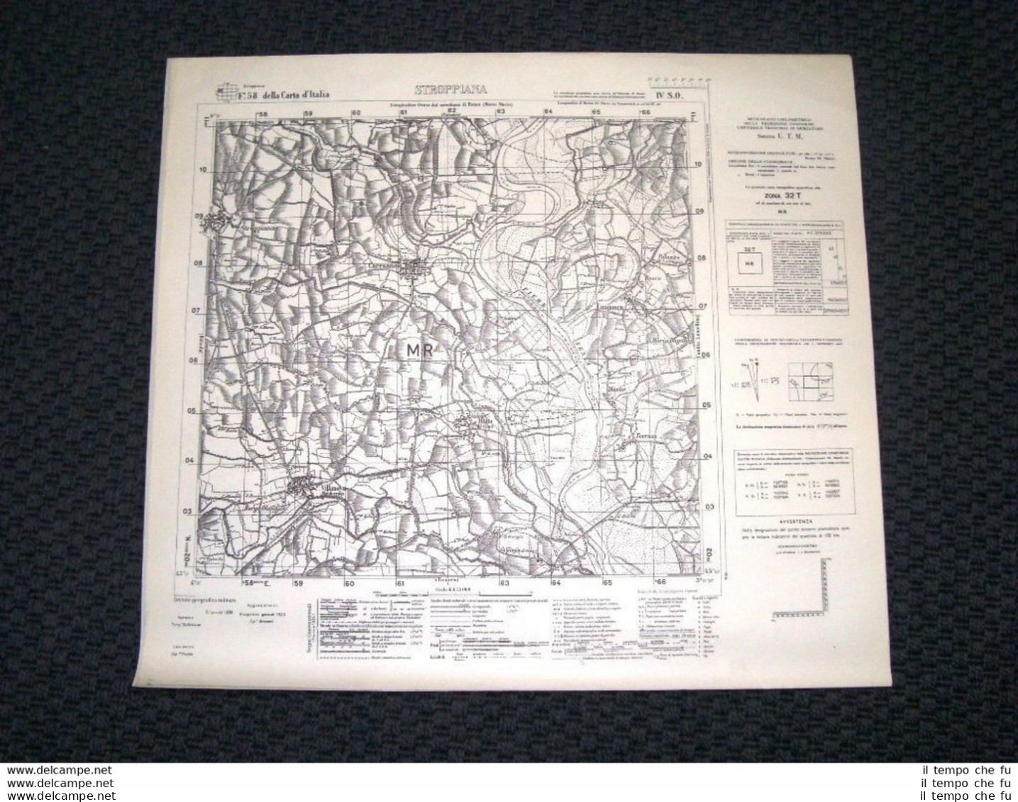 Grande Carta Topografica Stroppiana E Dintorni Dettagliatissima I.G.M. - Carte Geographique