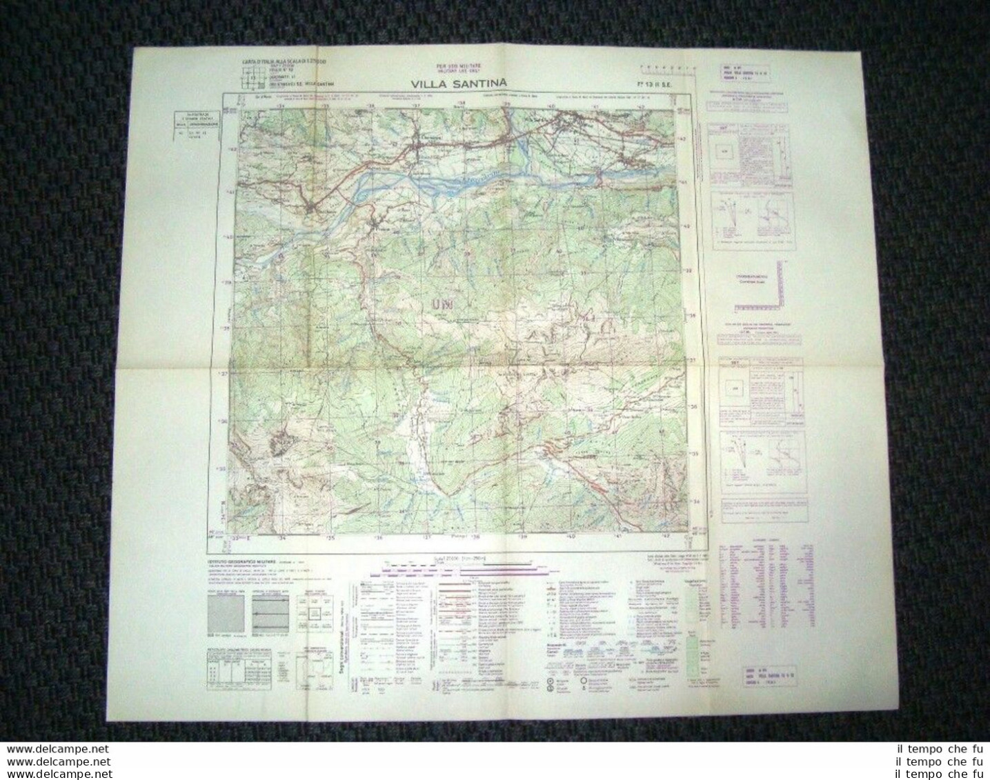 Grande Carta Topografica Villa Santina Vile Udine Friuli Dettagliatissima I.G.M. - Carte Geographique