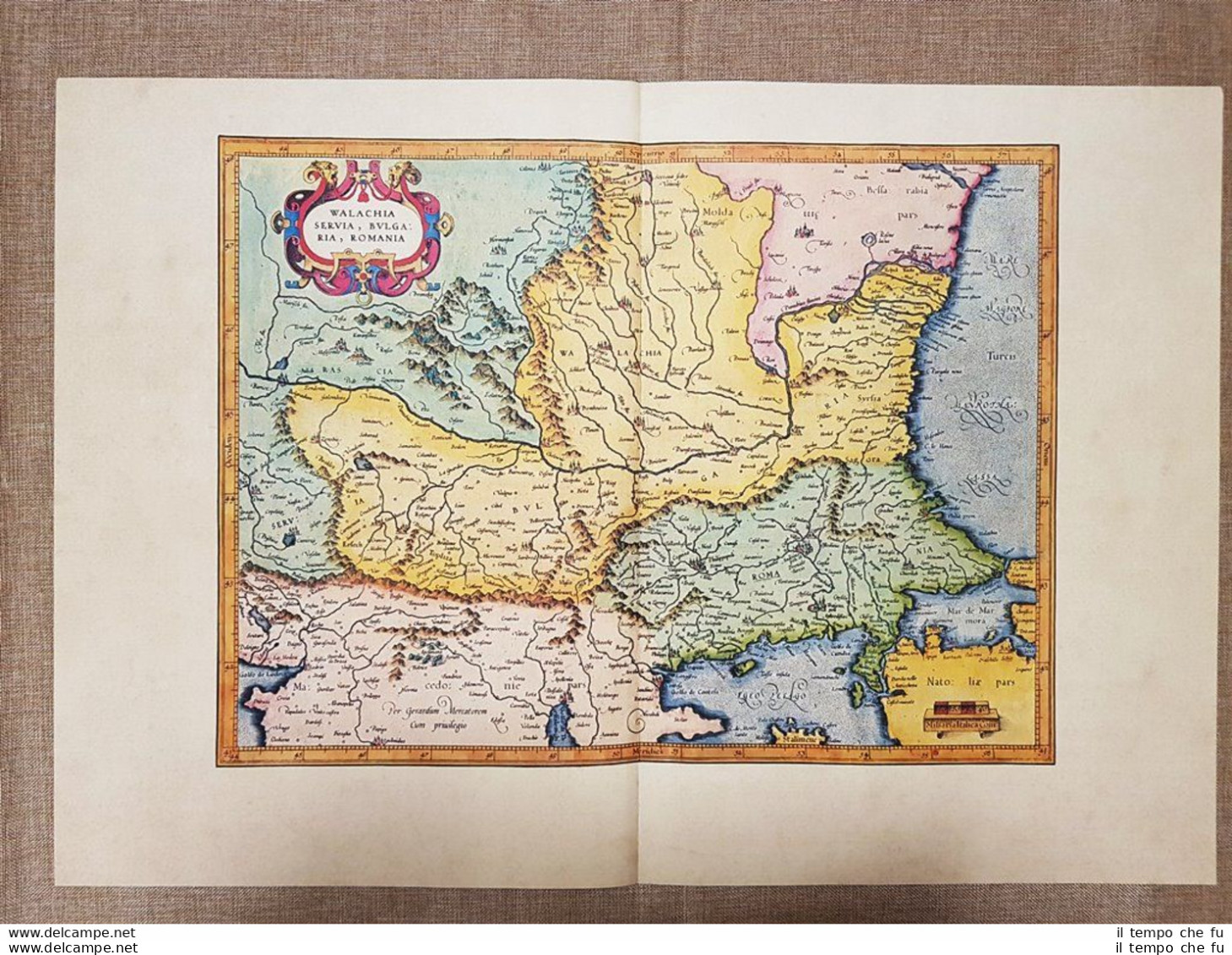 Carta Geografica Walachia Serbia Bulgaria Romania Anno 1595 Mercator Ristampa - Carte Geographique