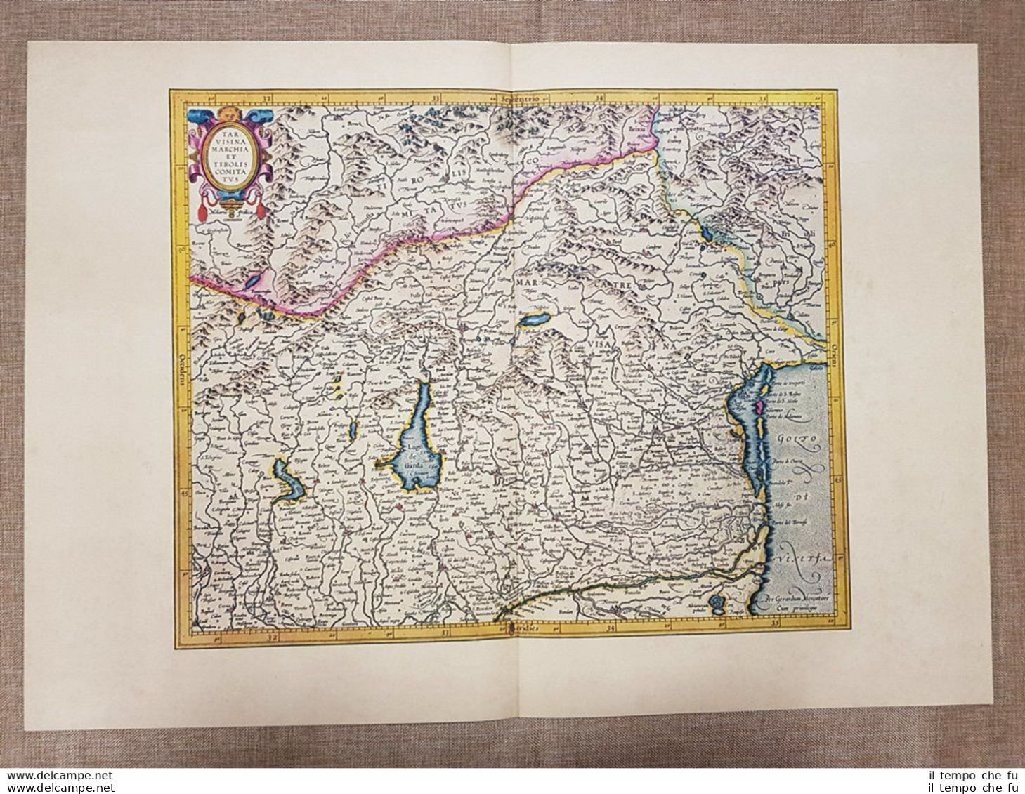 Carta Geografica Lombardia (2) Italia Anno 1595 Di Mercatore O Mercator Ristampa - Carte Geographique