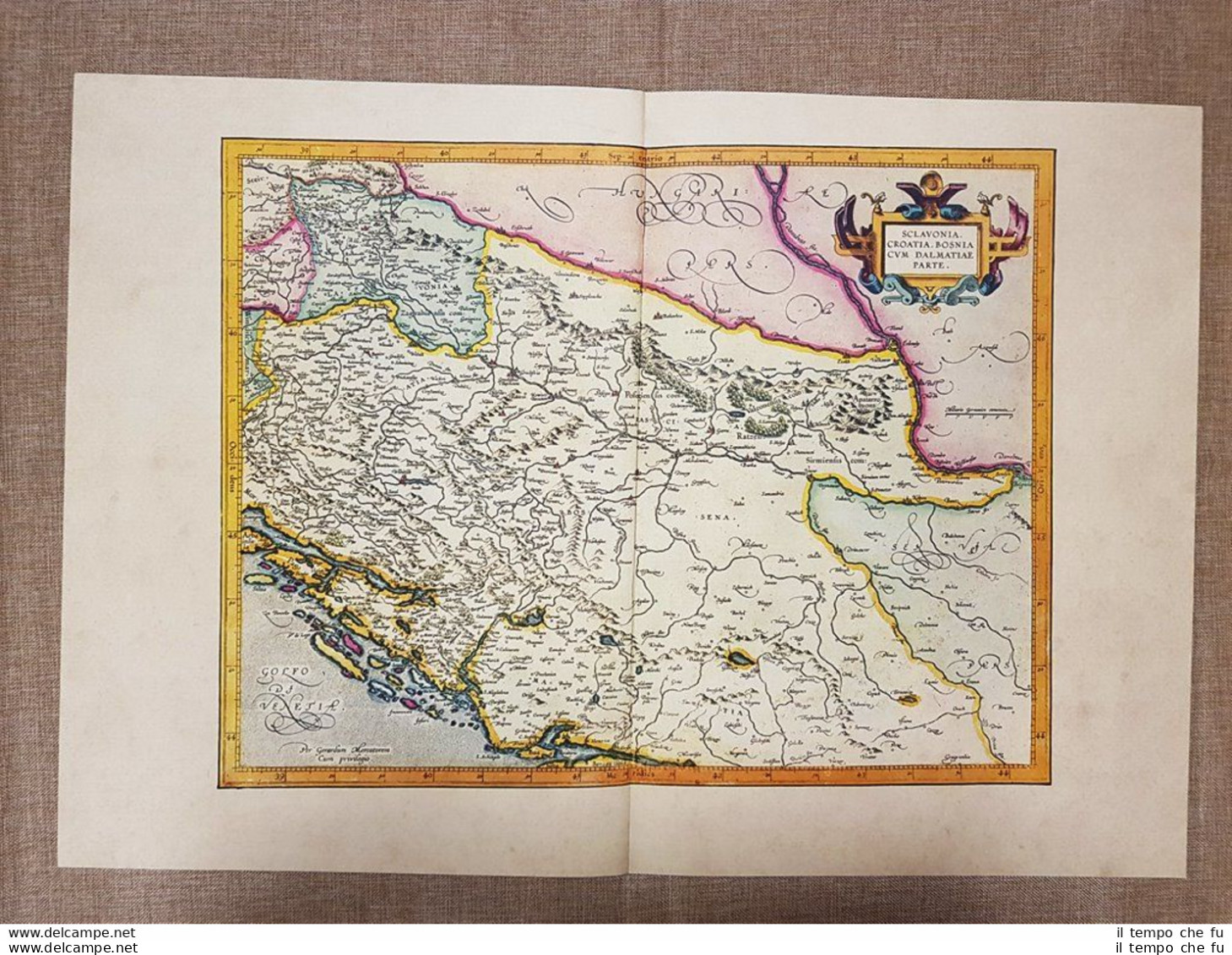 Carta Geografica Sclavonia Croazia Bosnia Dalmazia Anno 1595 Mercator Ristampa - Carte Geographique