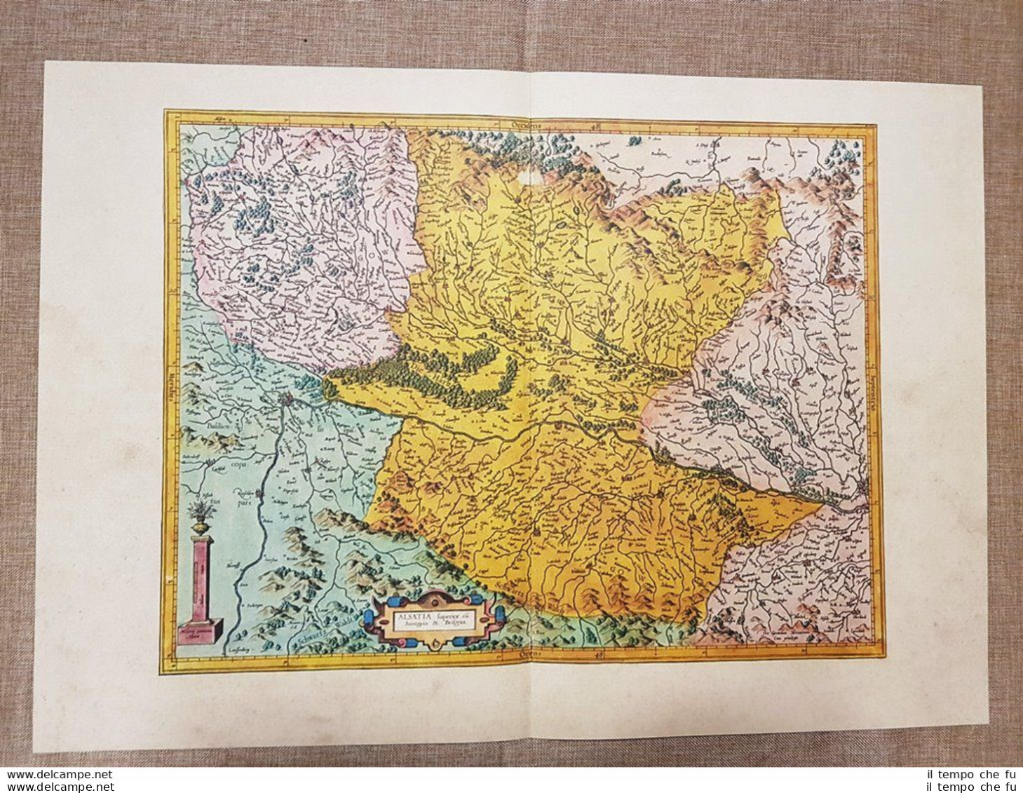 Carta Geografica Alsazia Superiore Francia Anno 1595 Mercatore Mercator Ristampa - Geographical Maps