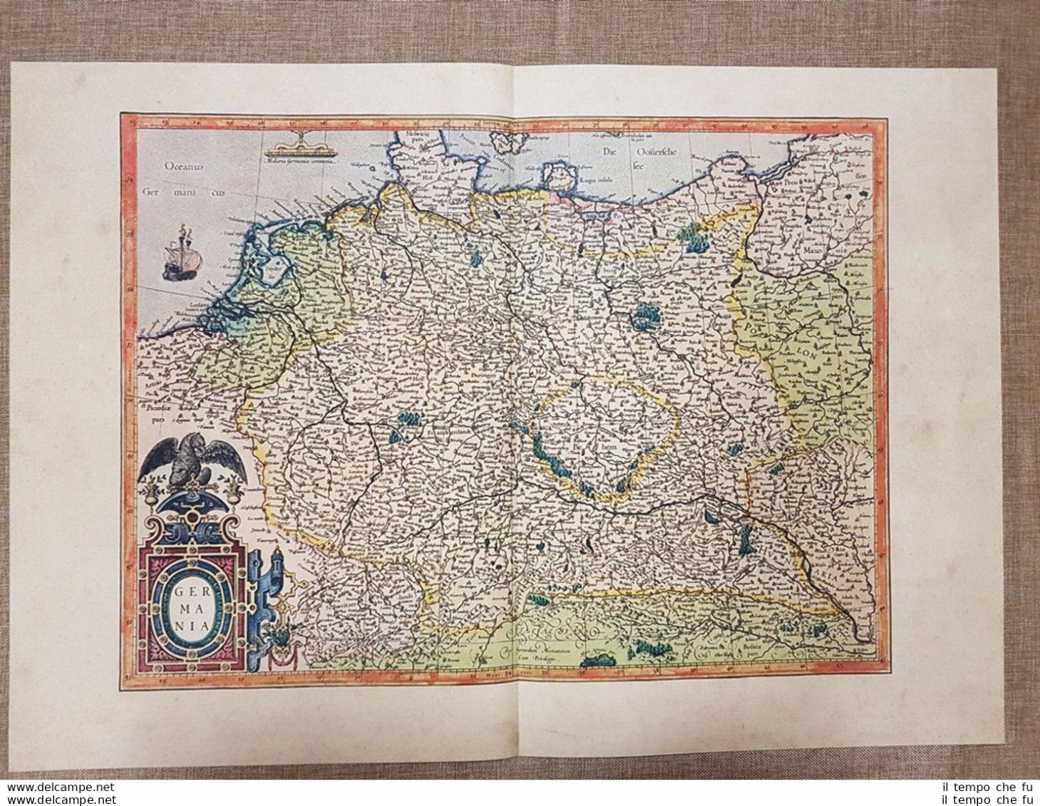 Carta Geografica O Mappa Germania Anno 1595 Di Mercatore Mercator Ristampa - Cartes Géographiques