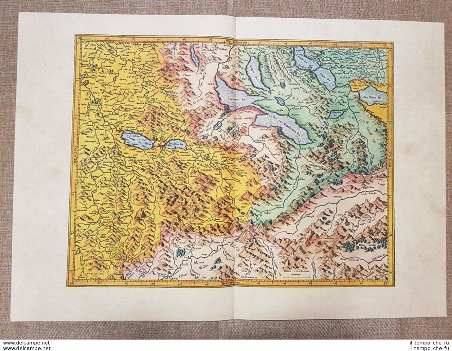 Carta Geografica O Mappa Argow Svizzera Anno 1595 Di Mercatore Mercator Ristampa - Cartes Géographiques