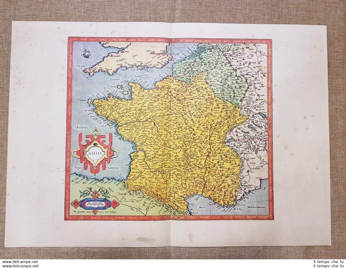 Carta Geografica O Mappa Gallia Francia Anno 1595 Di Mercatore Mercator Ristampa - Cartes Géographiques