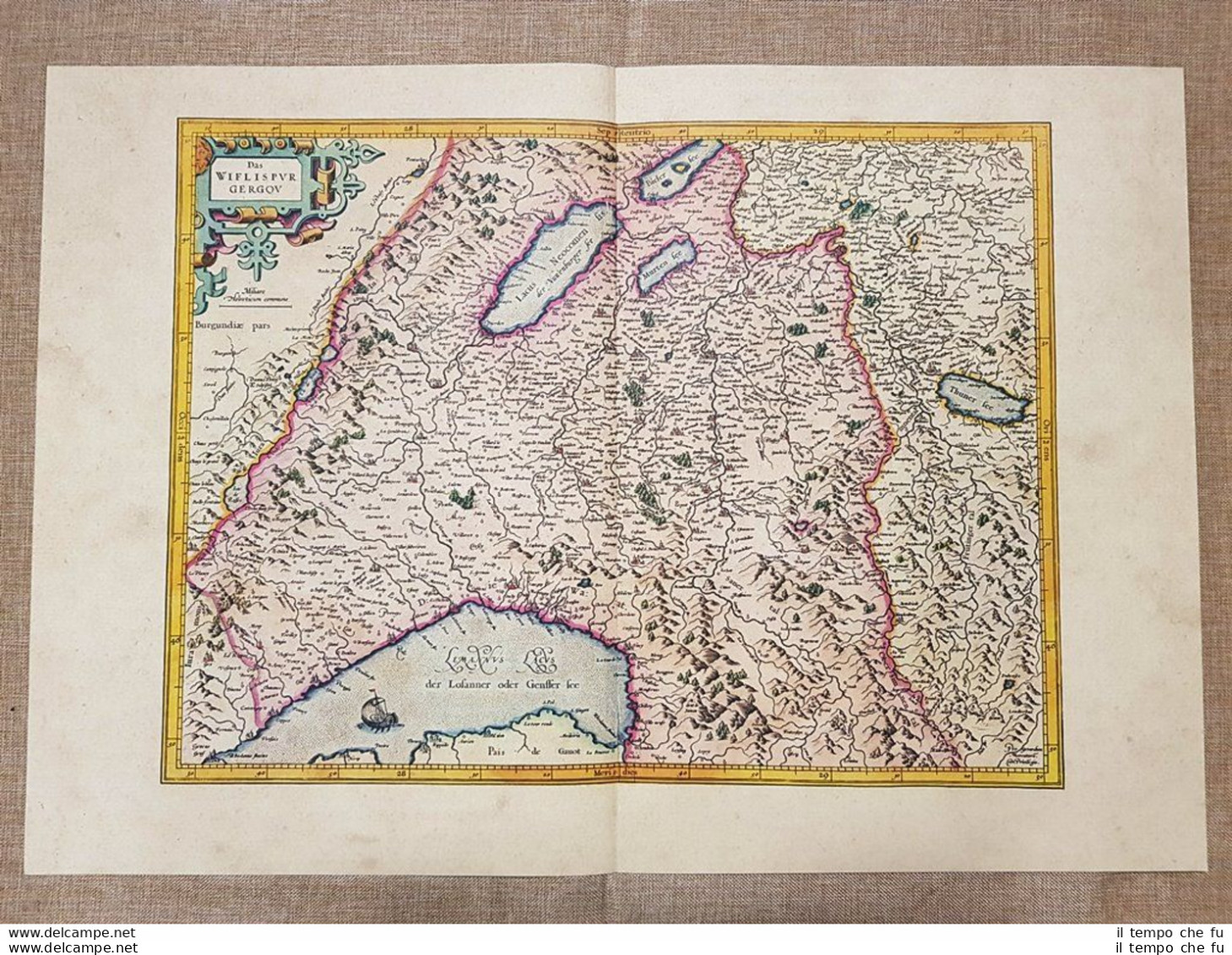 Carta Geografica Mappa Wiflispvrgergov Svizzera 1595 Mercatore Mercator Ristampa - Cartes Géographiques