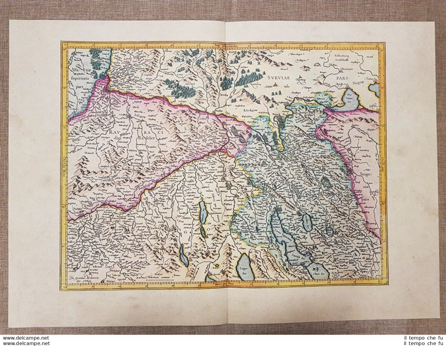 Carta Geografica Mappa Zurigo Svizzera Anno 1595 Di Mercatore Mercator Ristampa - Carte Geographique