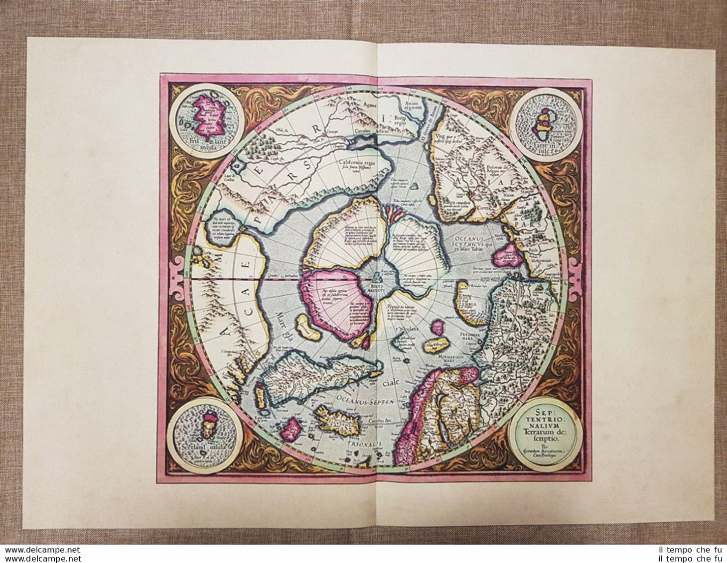 Carta Geografica O Mappa Polo Artico Anno 1595 Di Mercatore Mercator Ristampa - Carte Geographique