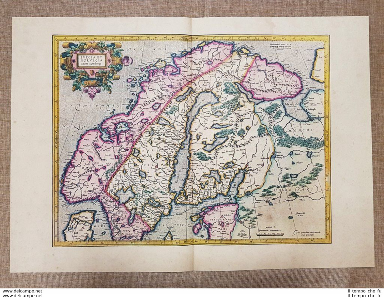 Carta Geografica O Mappa Norvegia E Svezia Anno 1595 Mercatore Mercator Ristampa - Cartes Géographiques