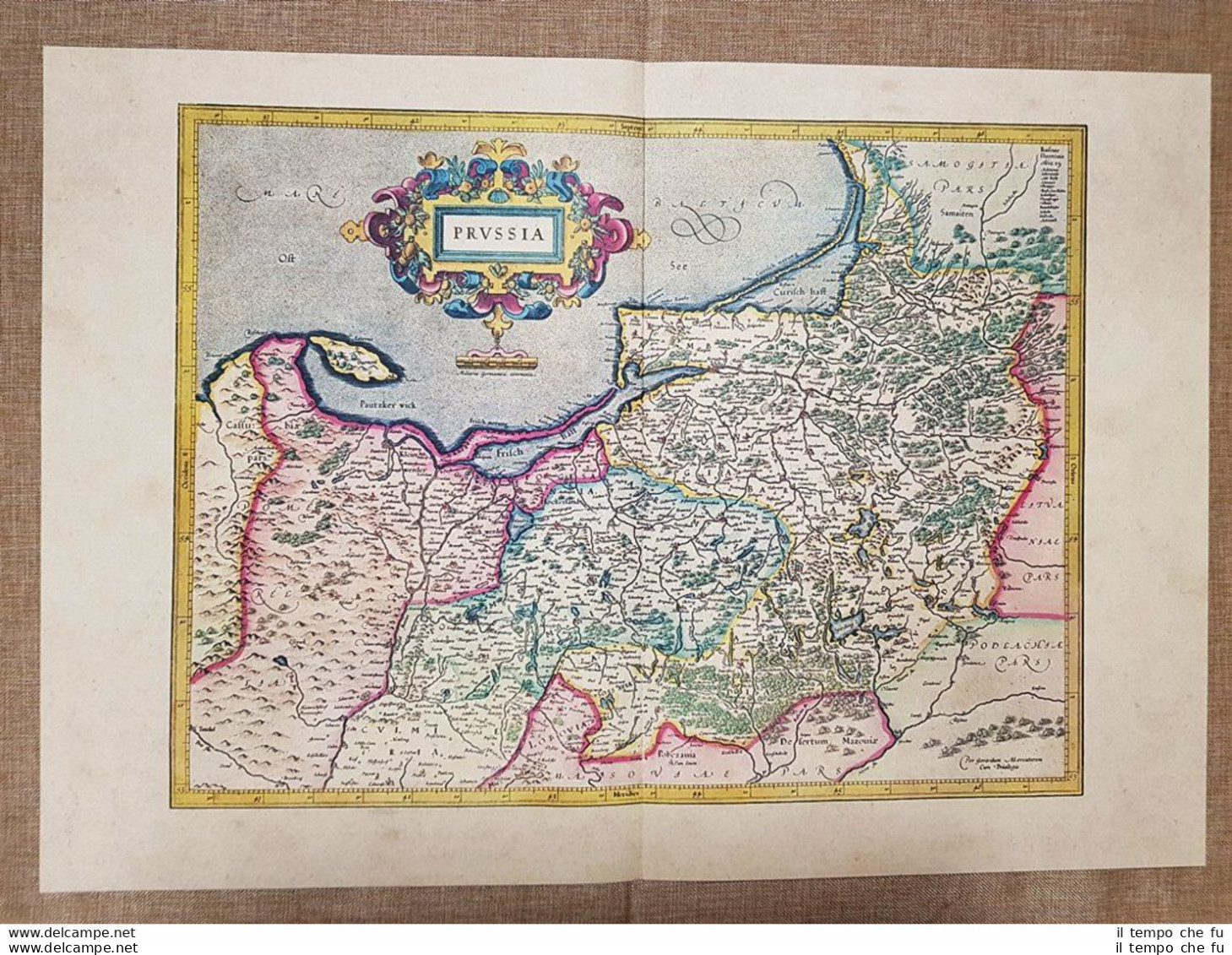 Carta Geografica Mappa Borussia Prussia Anno 1595 Di Mercatore Mercator Ristampa - Cartes Géographiques