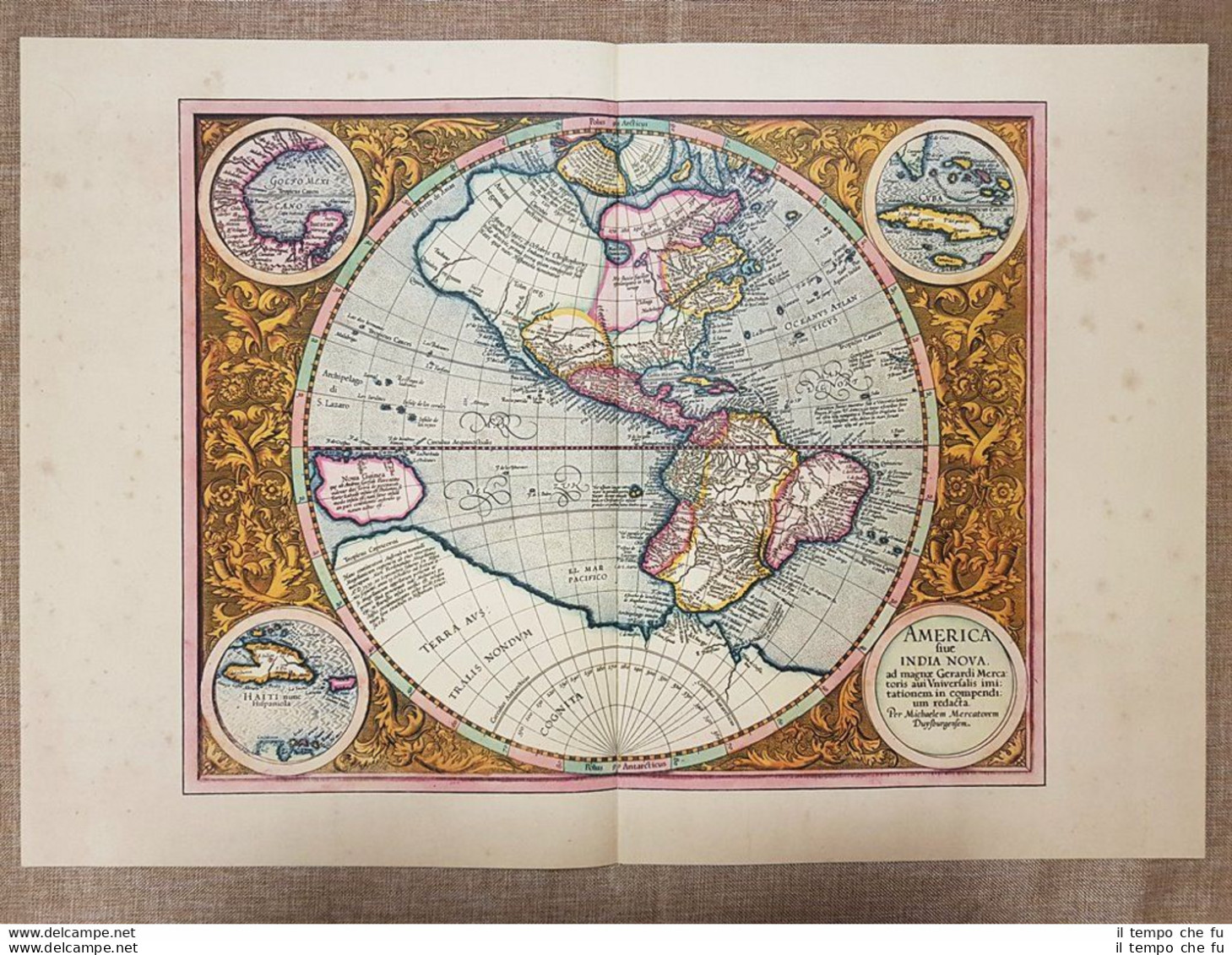 Carta Geografica O Mappa America Anno 1595 Di Mercatore Mercator Ristampa - Cartes Géographiques