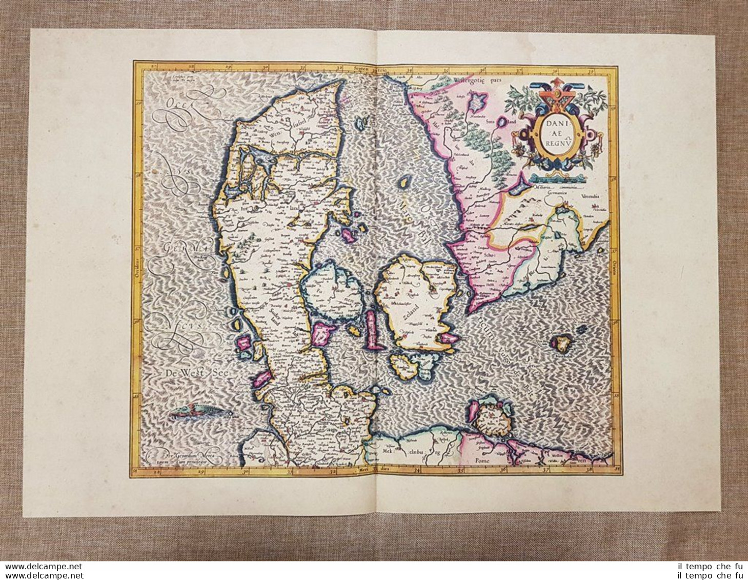 Carta Geografica O Mappa Danimarca Anno 1595 Di Mercatore Mercator Ristampa - Cartes Géographiques