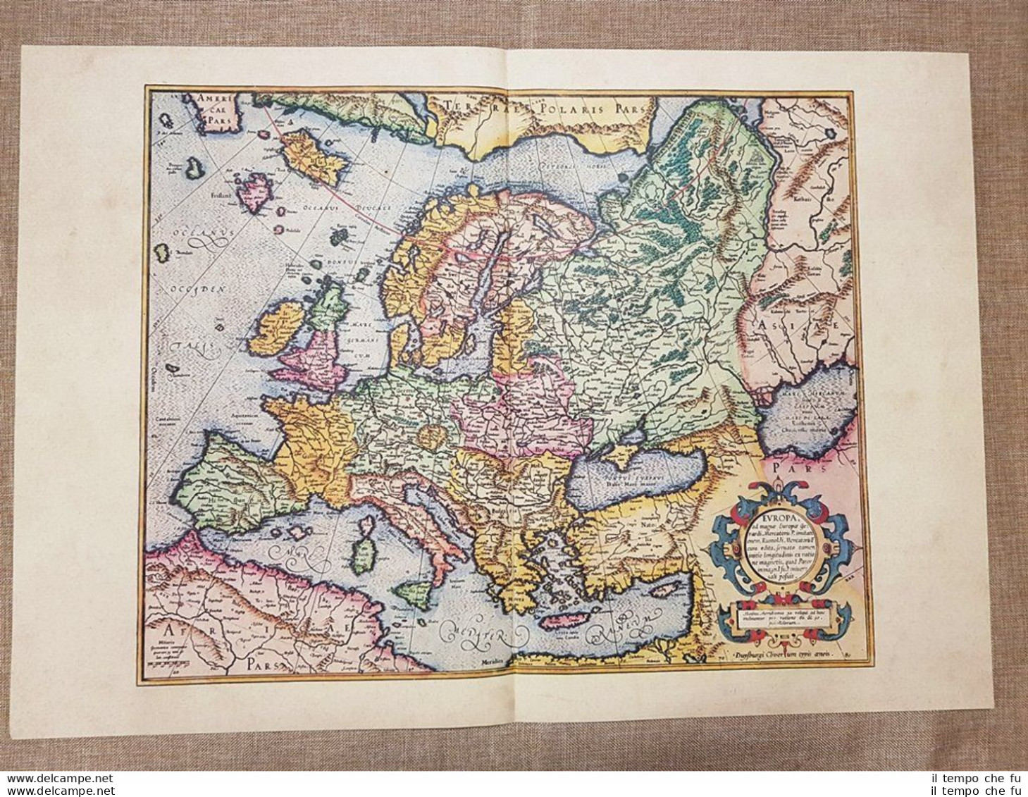 Carta Geografica O Mappa Europa Anno 1595 Di Mercatore O Mercator Ristampa - Carte Geographique