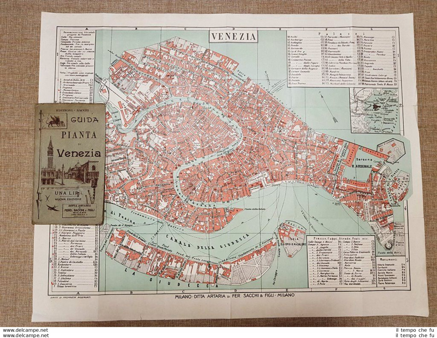 Carta Topografica, Mappa O Pianta Venezia Fine '800 Ditta Artaria E Figli Milano - Cartes Géographiques