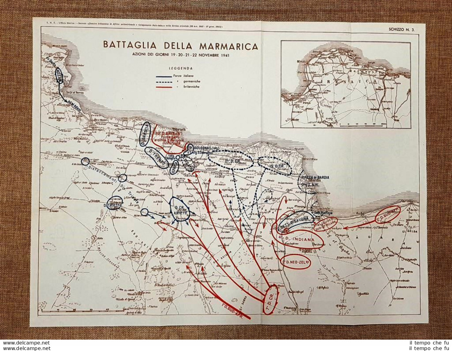 Carta O Mappa Battaglia Della Marmarica 19-22 Novembre 1941 WW2 Guerra Mondiale - Cartes Géographiques