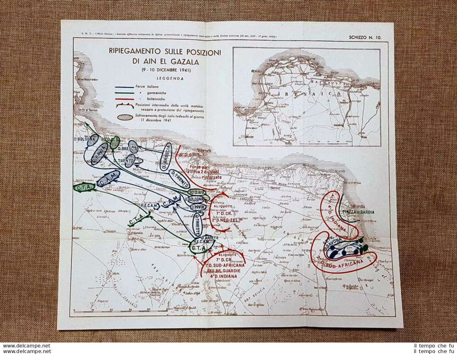 Carta O Mappa Posizioni Di Ain El Gazala 9-10 Dicembre 1941 WW2 Guerra Mondiale - Cartes Géographiques