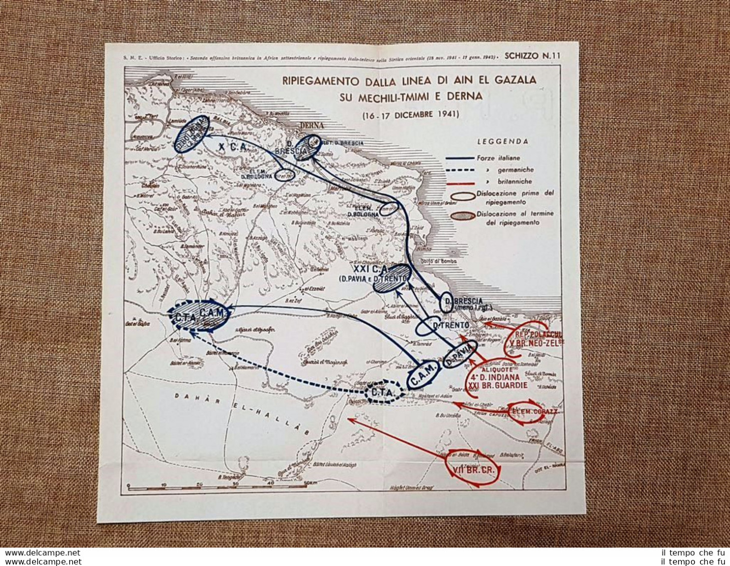 Carta Mappa Linea Di Ain El Gazala Su Mechili-Tmimi E Derna WW2 Guerra Mondiale - Cartes Géographiques
