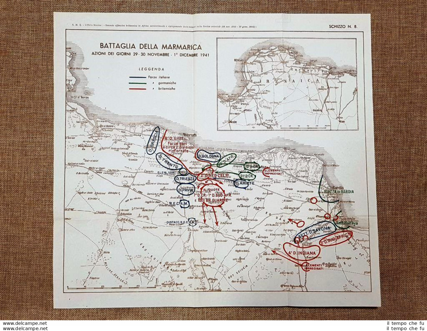 Carta Battaglia Della Marmarica 29 - 30 Nov. 1 Dicembre 1941 WW2 Guerra Mondiale - Cartes Géographiques