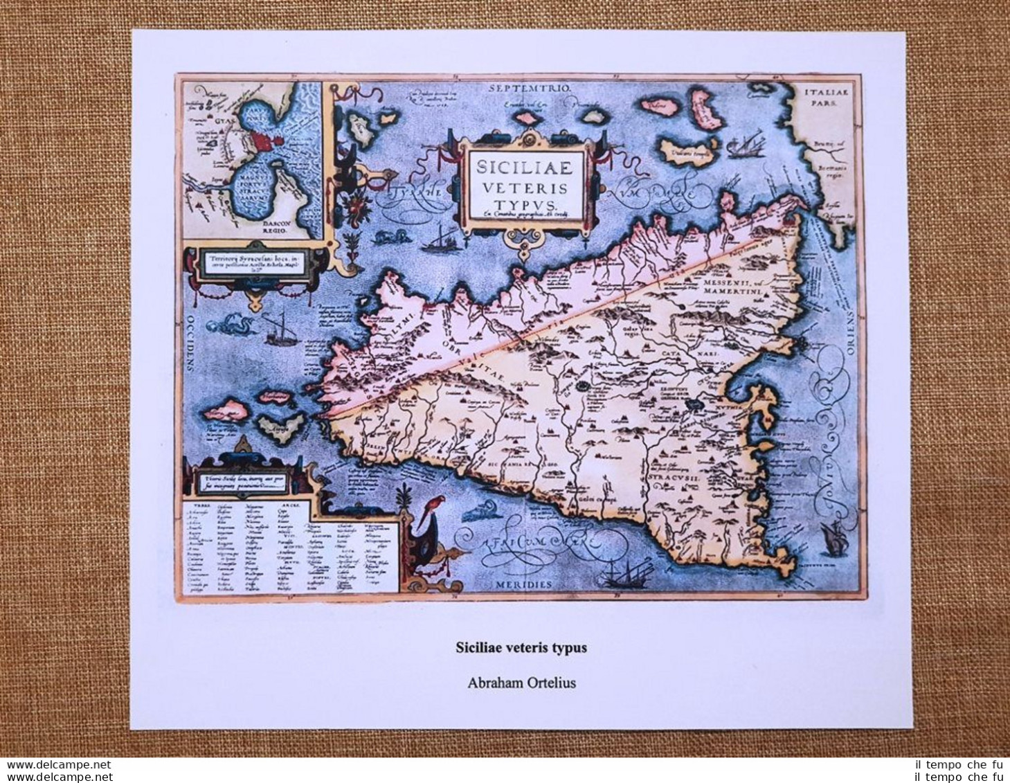 Siciliae Veteris Typus Sicilia Ortelius Ortelio Theatrum Orbis Terrarum Ristampa - Cartes Géographiques
