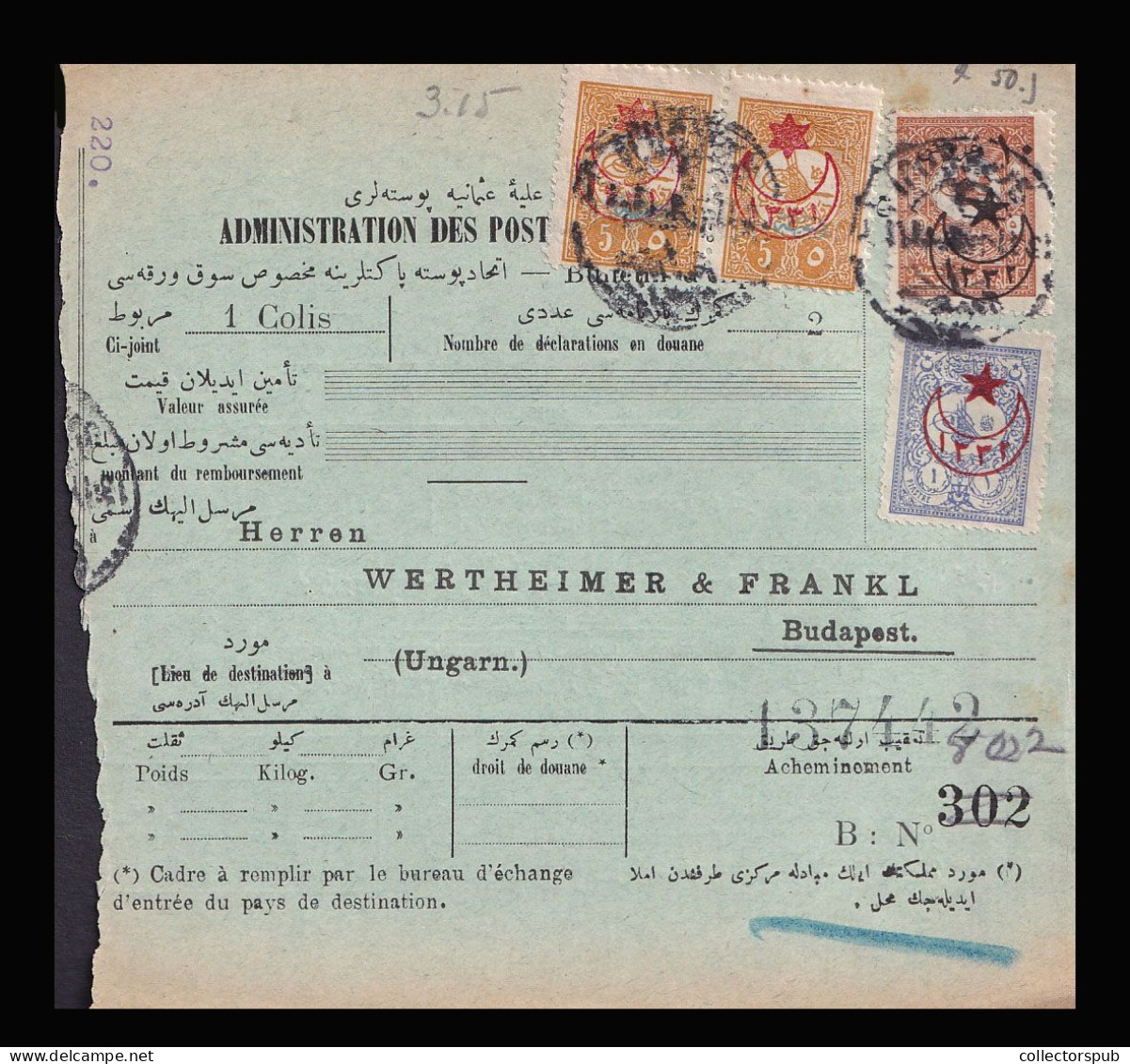 TURKEY 1916. Nice Parcelpost Card To Hungary - Lettres & Documents