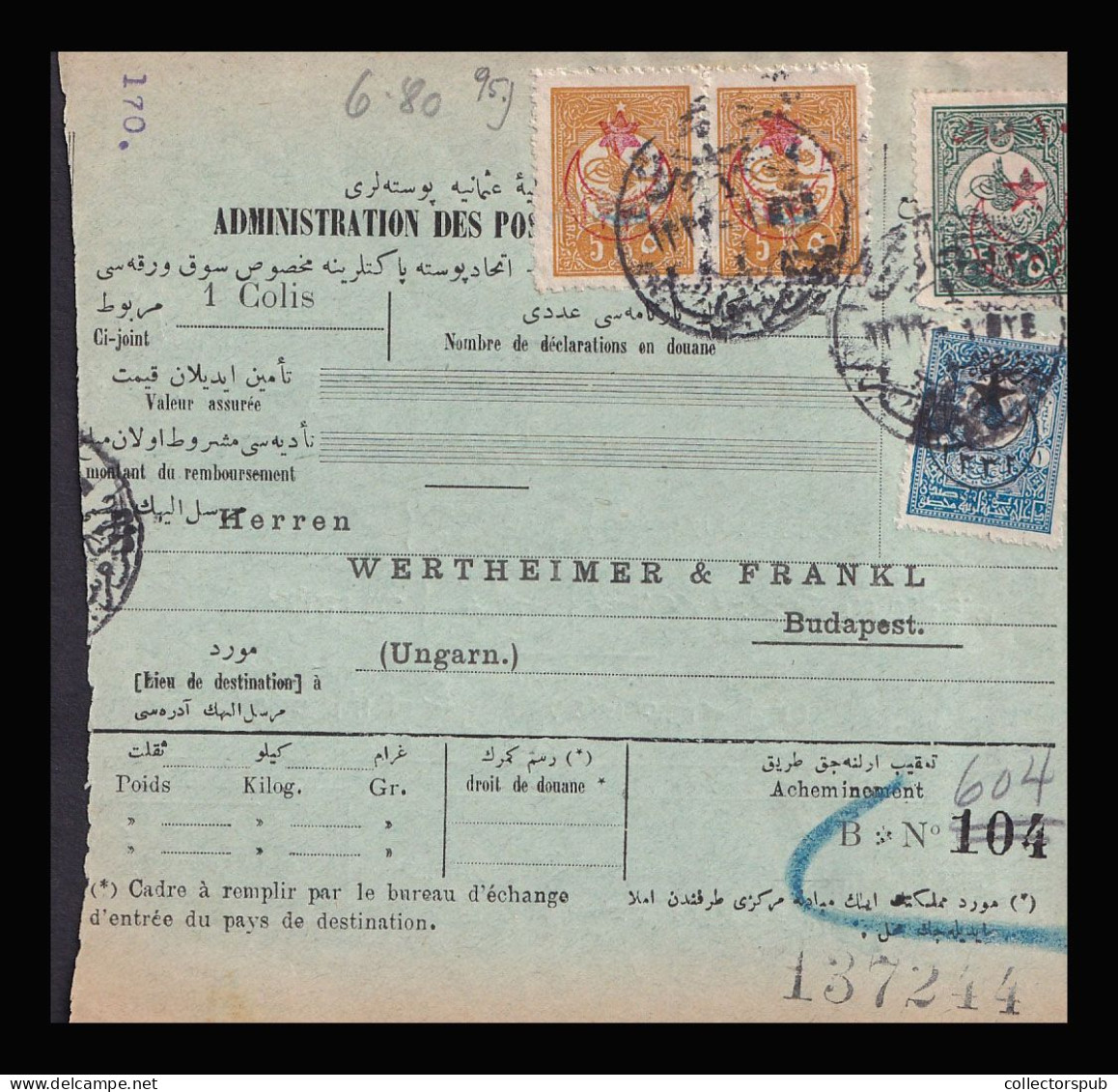 TURKEY 1916. Nice Parcelpost Card To Hungary - Lettres & Documents