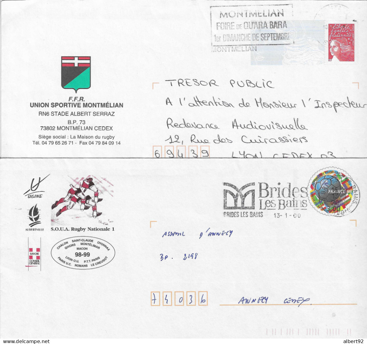 2000 Le Rugby En Savoie: 2 Lettres Entiers-Postaux PAP - Rugby