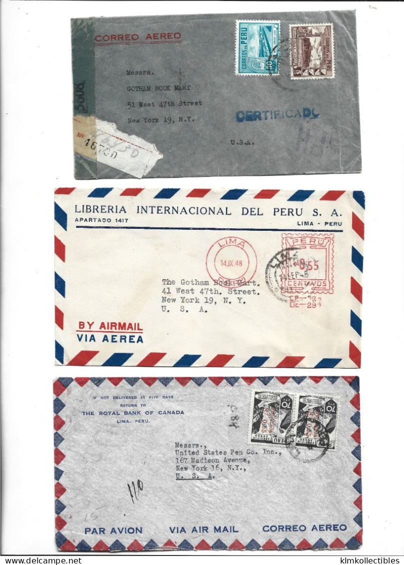 PERU - POSTAL HISTORY LOT 6 COVERS - AIRMAIL CENSORED - Perù