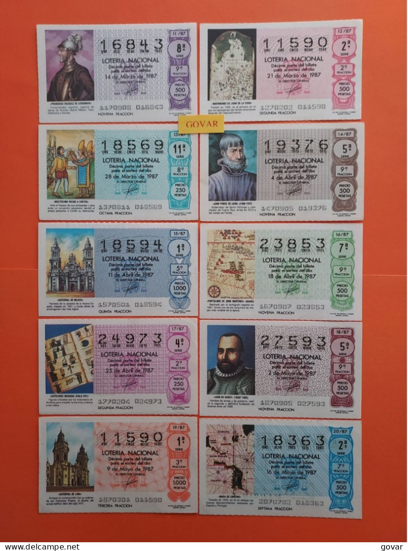 AÑO 1987 COMPLETO LOTERÍA NACIONAL ESPAÑA, SÁBADOS, TODOS LOS DECIMOS DEL AÑO - Lottery Tickets