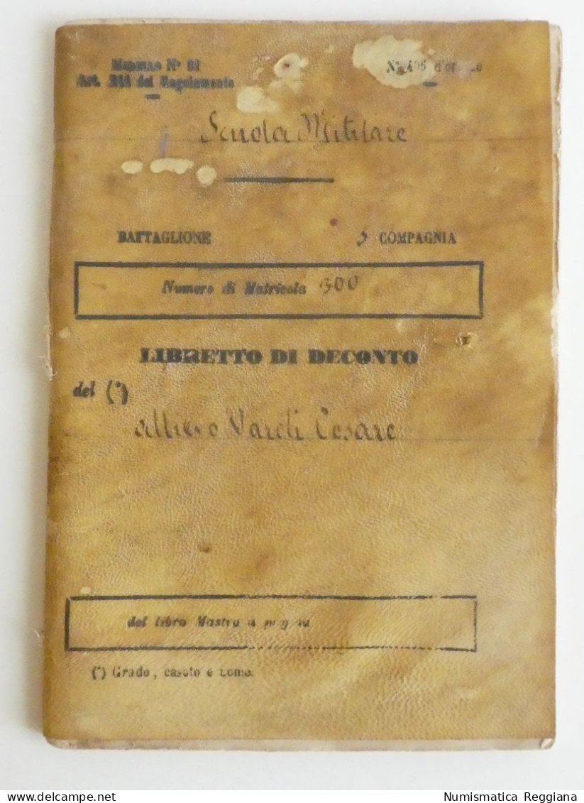 Scuola Militare Modena - Battaglione Allievi Libretto Di Deconto 1860 - Documents