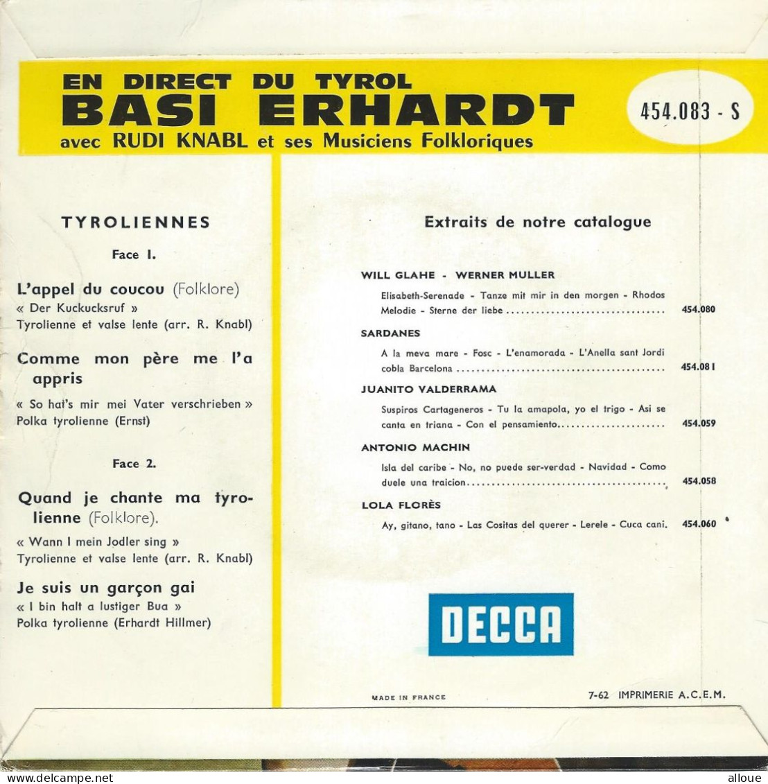 BASI ERHARDT - FR EP - EN DIRECT DU TYROL - Wereldmuziek