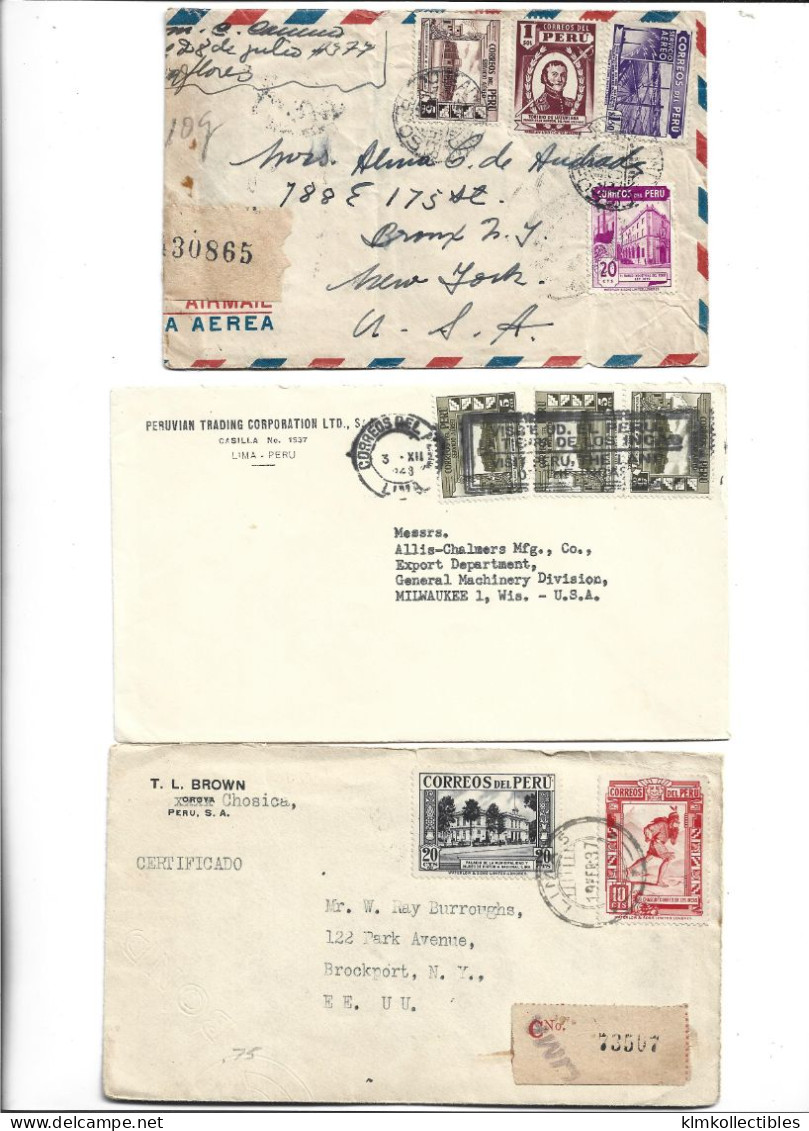 PERU - POSTAL HISTORY LOT 6 COVERS - AIRMAIL CENSORED - Peru