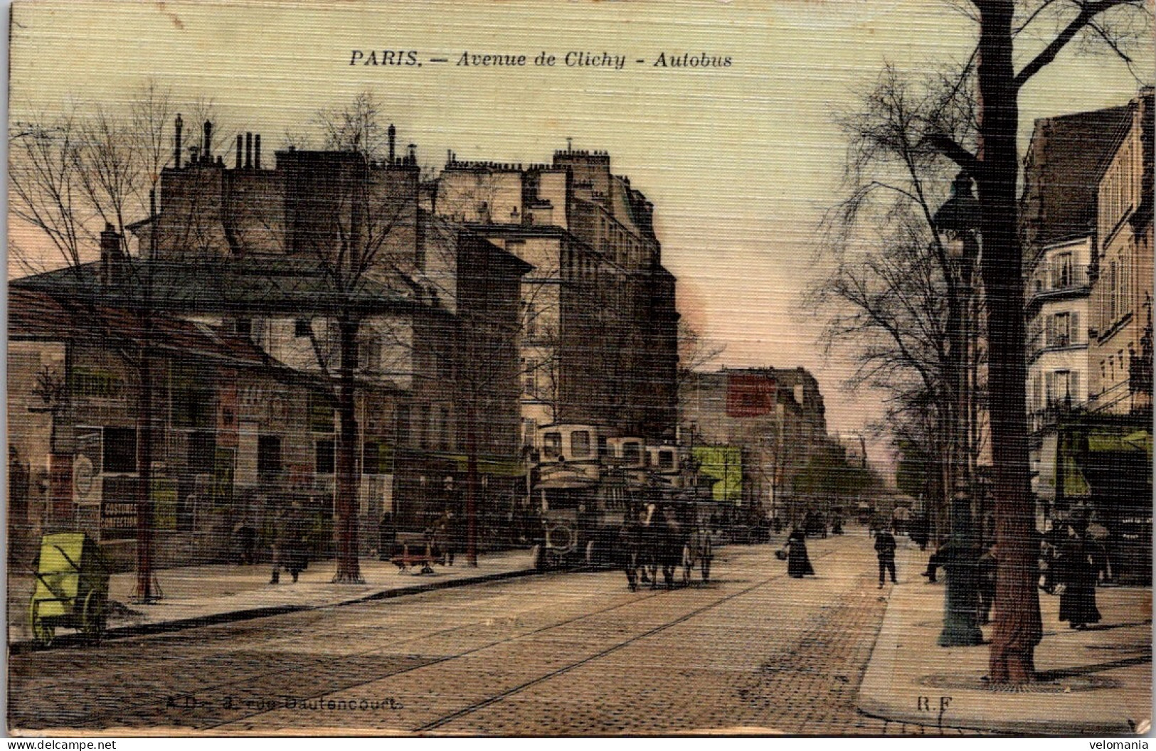 S15923 Cpa Paris - Avenue De Clichy - Autobus " Carte Toilée " - Paris (17)