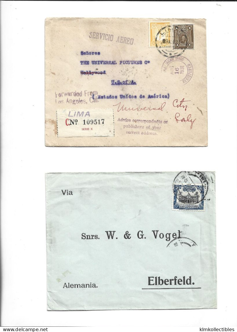 PERU - POSTAL HISTORY LOT 4 COVERS - AIRMAIL - Peru