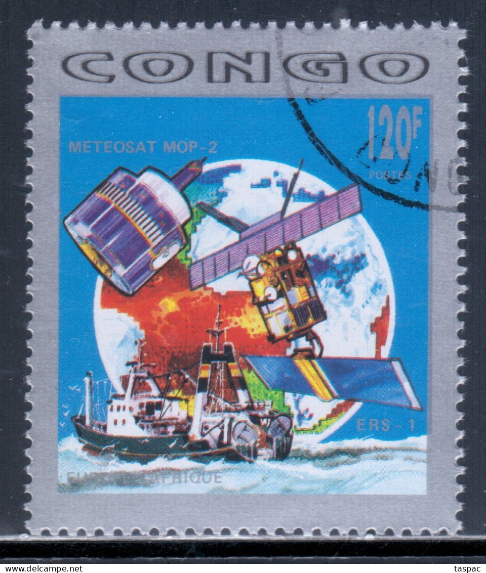 Congo - Brazzaville 1992 Mi# 1309 A Used - Short Set - Launching Of Meteosat And ERS-1 / Space - Afrika