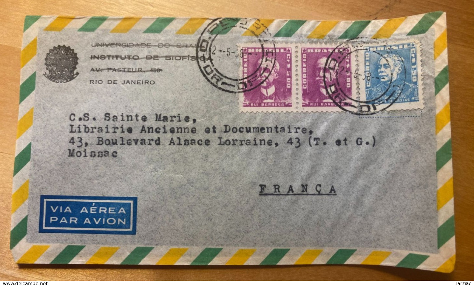 Enveloppe Brésil Affranchie  Pour La France Oblitération 1958 - Cartas & Documentos