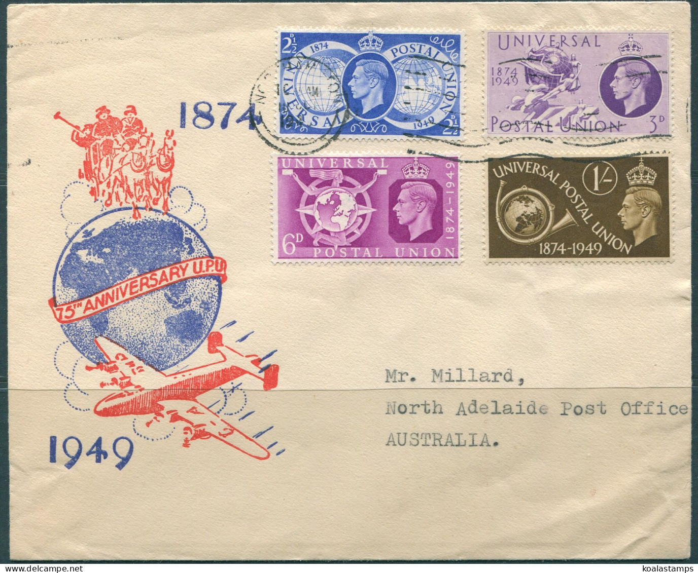 Great Britain 1949 SG499-502 UPU KGVI Set On FDC - Unclassified