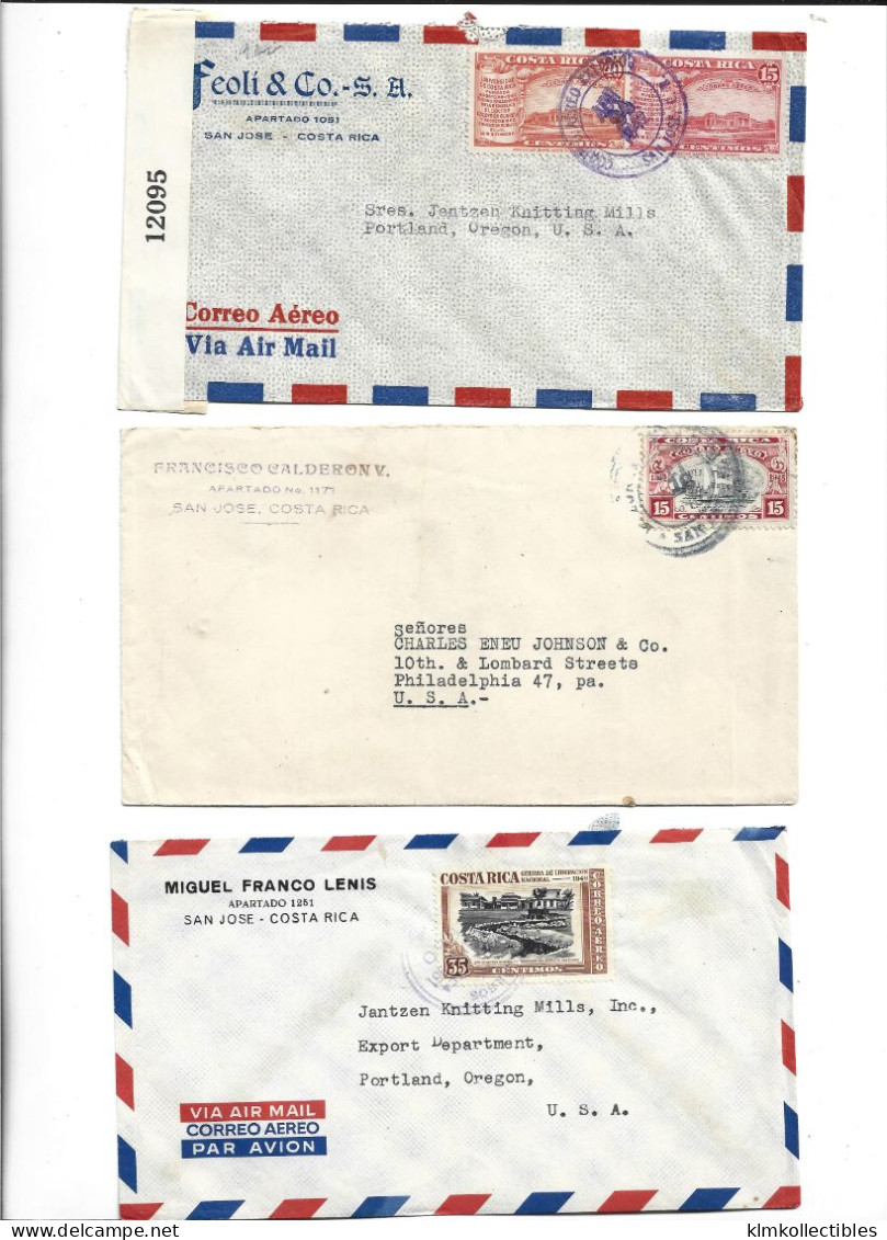 COSTA RICA - POSTAL HISTORY LOT 6 COVERS - AIRMAIL CENSORED - Costa Rica