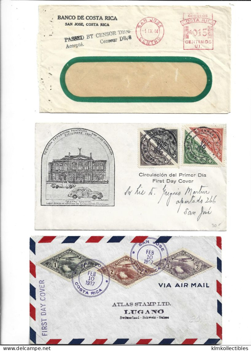 COSTA RICA - POSTAL HISTORY LOT 5 COVERS - AIRMAIL CENSORED - Costa Rica