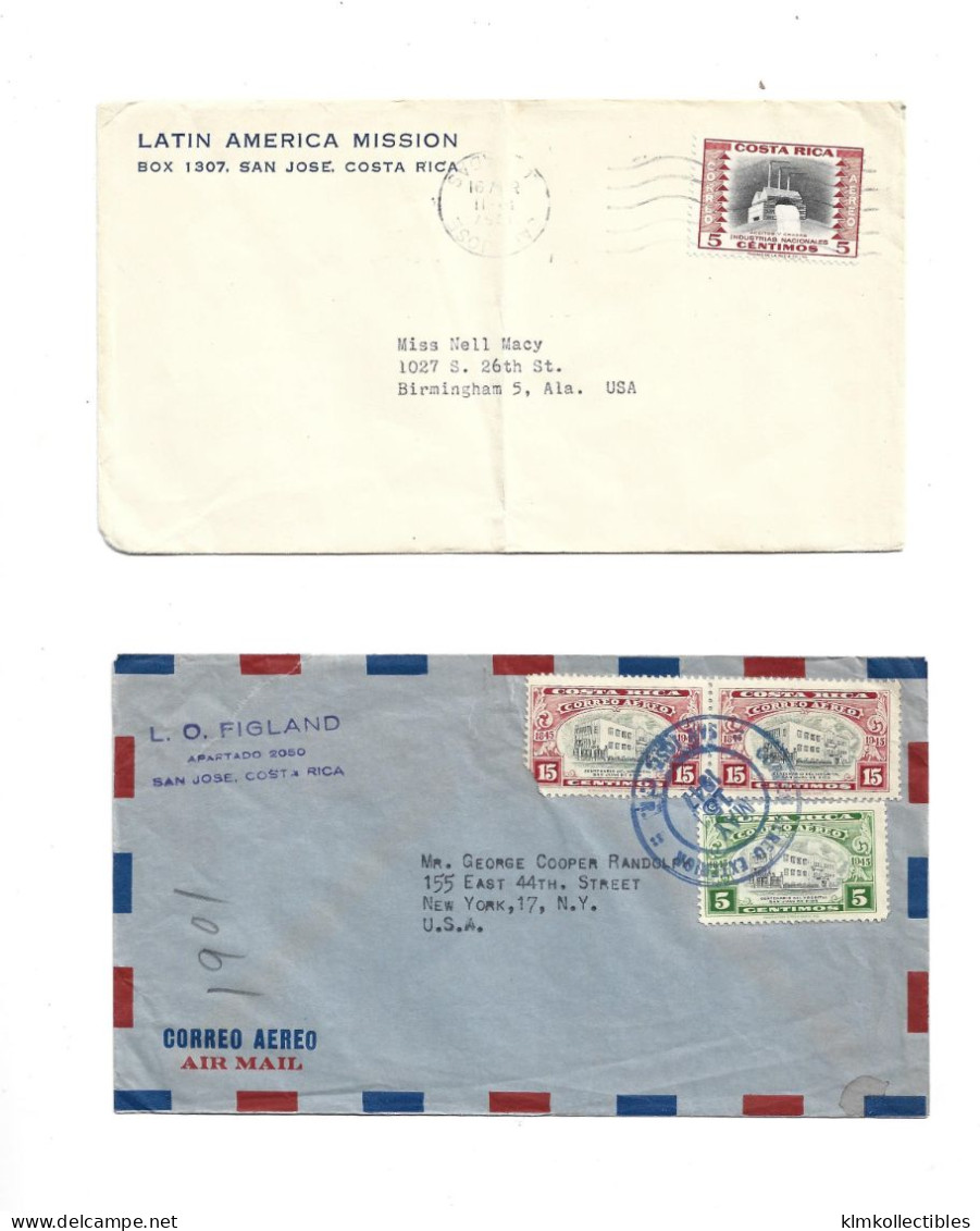 COSTA RICA - POSTAL HISTORY LOT 5 COVERS - AIRMAIL CENSORED - Costa Rica