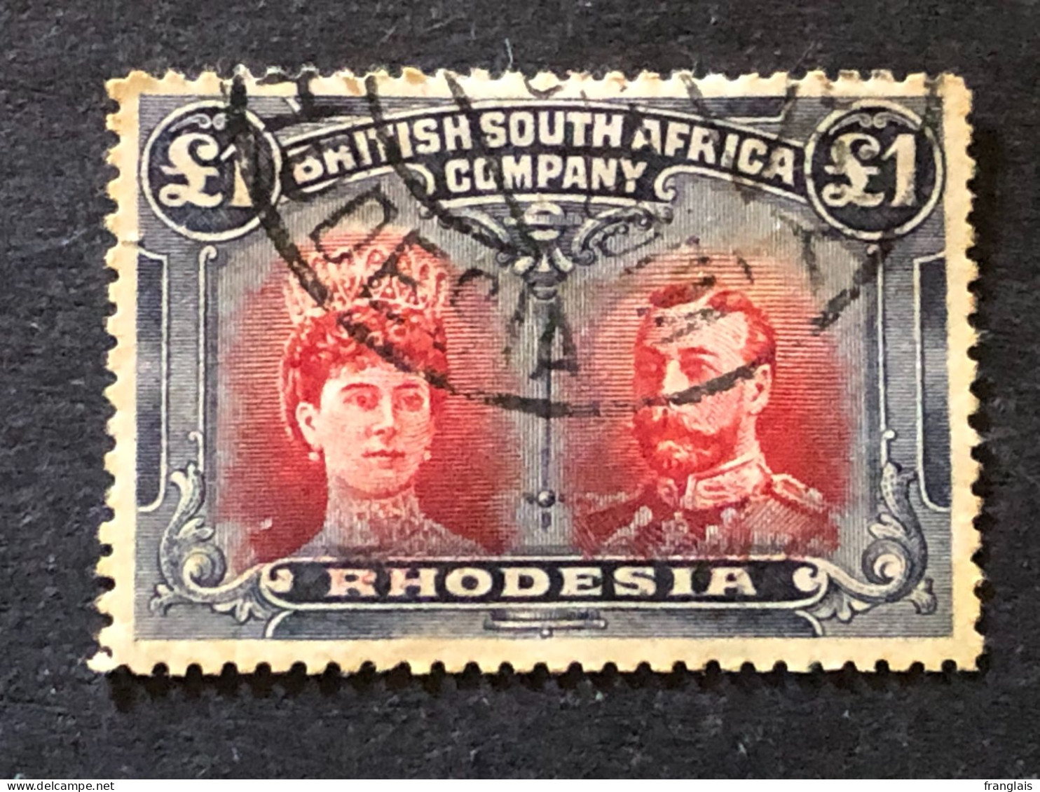 BRITISH SOUTH AFRICA COMPANY RHODESIA SG 166 £1 Rose Scarlet And Black. Superb Used Salisbury October 1900 Cancel - Rodesia Del Sur (...-1964)